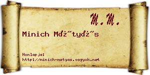 Minich Mátyás névjegykártya